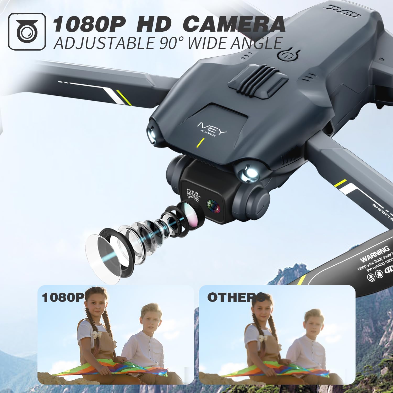 Drone with Camera 1080P,Brushless Motor drone for Adults Foldable RC Quadcopter for Beginners Kids,2 Batteries, Altitude Hold, Optical Flow, 3D Flips,Toy Gifts for Boys Girls · v4