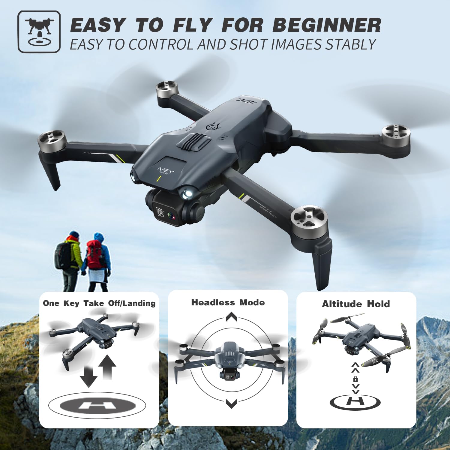 Drone with Camera 1080P,Brushless Motor drone for Adults Foldable RC Quadcopter for Beginners Kids,2 Batteries, Altitude Hold, Optical Flow, 3D Flips,Toy Gifts for Boys Girls · v4