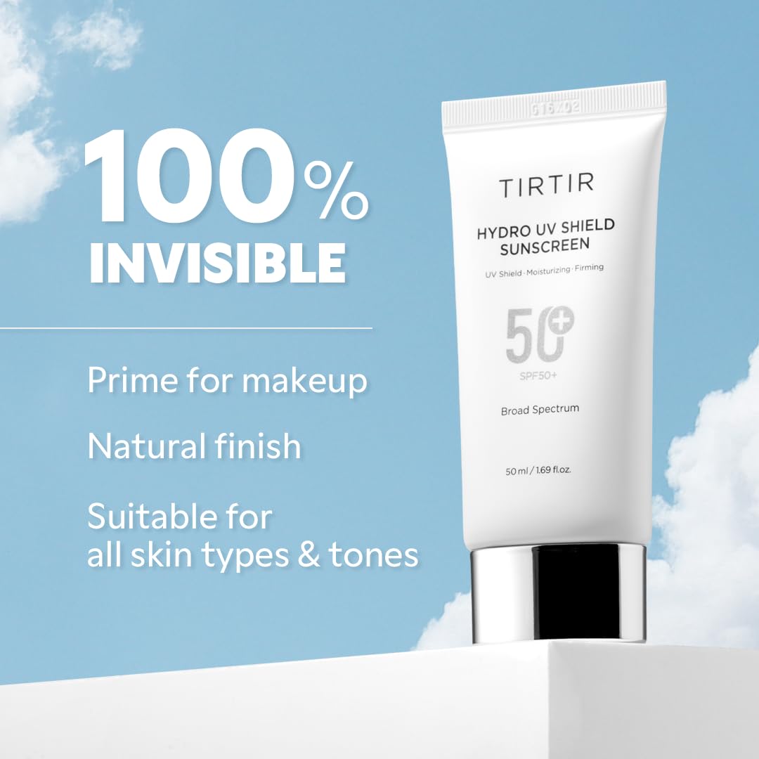 TIRTIR Hydro UV Shield Sunscreen | SPF 50  UVA/UVB Protection, Lightweight, No White Cast, Non-greasy, Korean Sunscreen, 1.69 Fl Oz (Pack of 1)