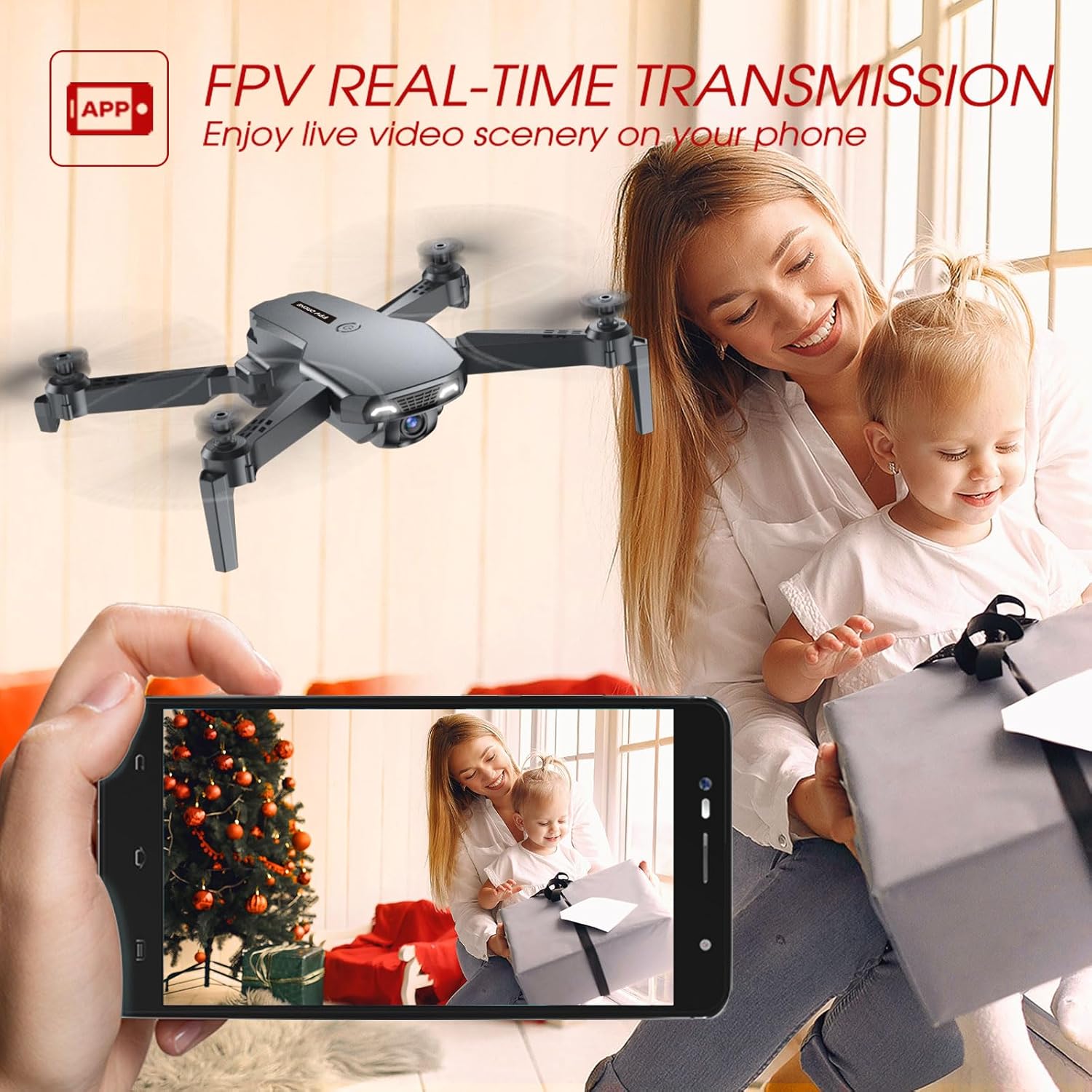 Drone with Camera, Drones for Kids and Beginners, Teen Boys Toys Gifts Ideas, 1080P HD Foldable FPV RC Drone Helicopter Quadcopter with One Key Start/Land, Altitude Hold, Gesture Selfie, 3D Flips, Gravity Control, 2 Batteries · v4