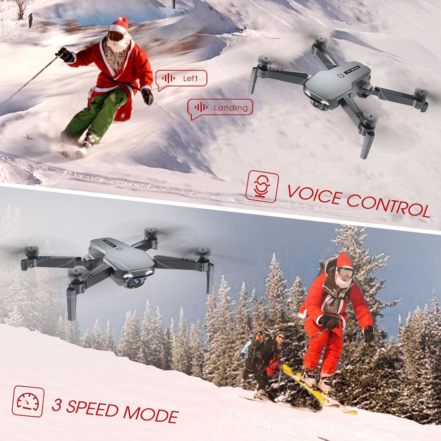 Drone with Camera, Drones for Kids and Beginners, Teen Boys Toys Gifts Ideas, 1080P HD Foldable FPV RC Drone Helicopter Quadcopter with One Key Start/Land, Altitude Hold, Gesture Selfie, 3D Flips, Gravity Control, 2 Batteries · v4