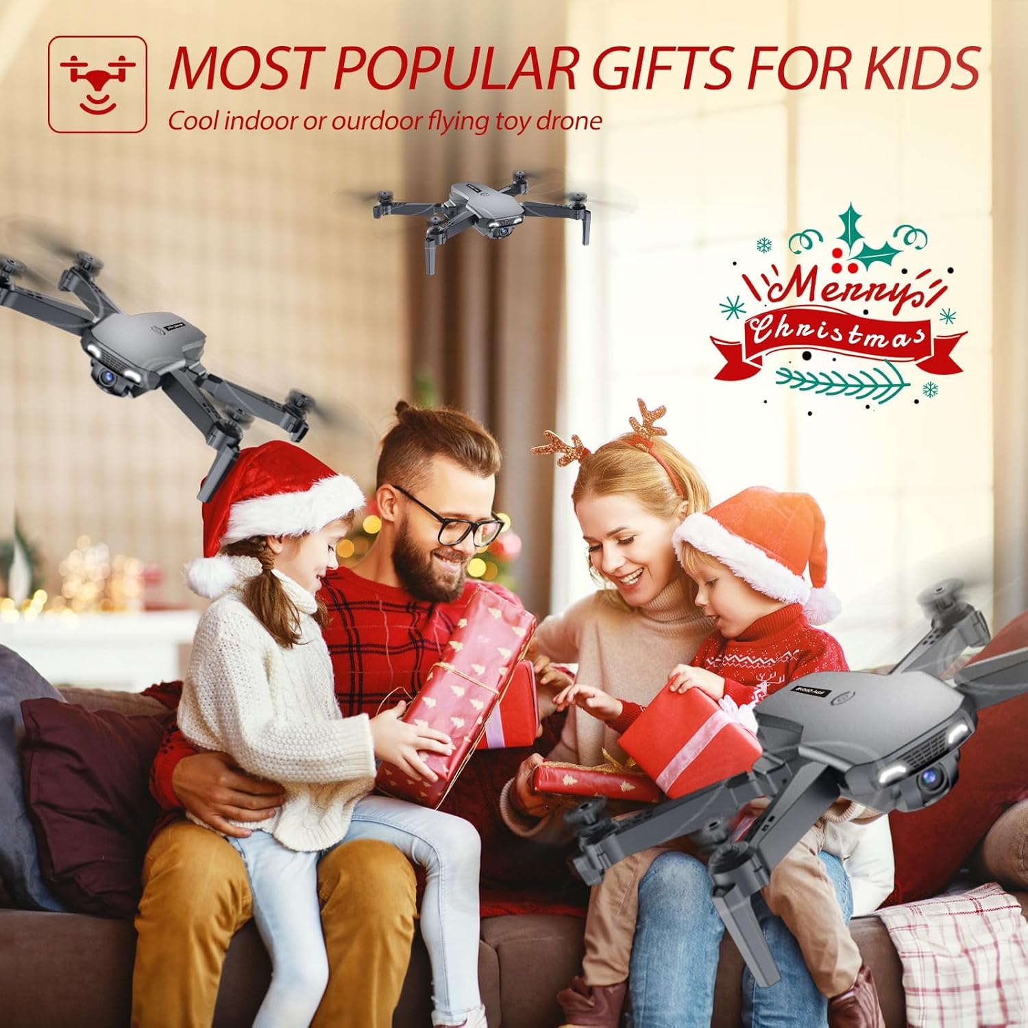 Drone with Camera, Drones for Kids and Beginners, Teen Boys Toys Gifts Ideas, 1080P HD Foldable FPV RC Drone Helicopter Quadcopter with One Key Start/Land, Altitude Hold, Gesture Selfie, 3D Flips, Gravity Control, 2 Batteries · v4