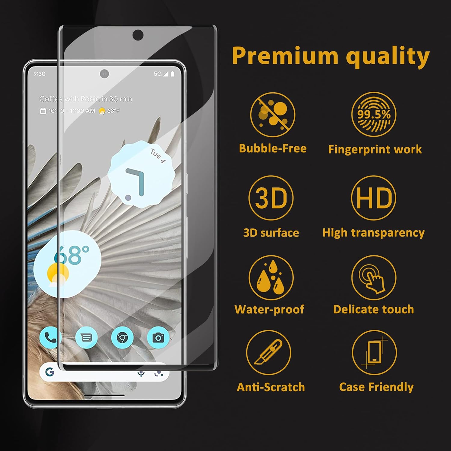 [2 2 Pack] Designed For Pixel 7 Pro Screen Protector, (2 Pack Tempered Glass   2 Pack Camera Lens Protector), 9H Hardness, Unlock In No Time, 3D Curved For Google Pixel 7 Pro Screen Protector