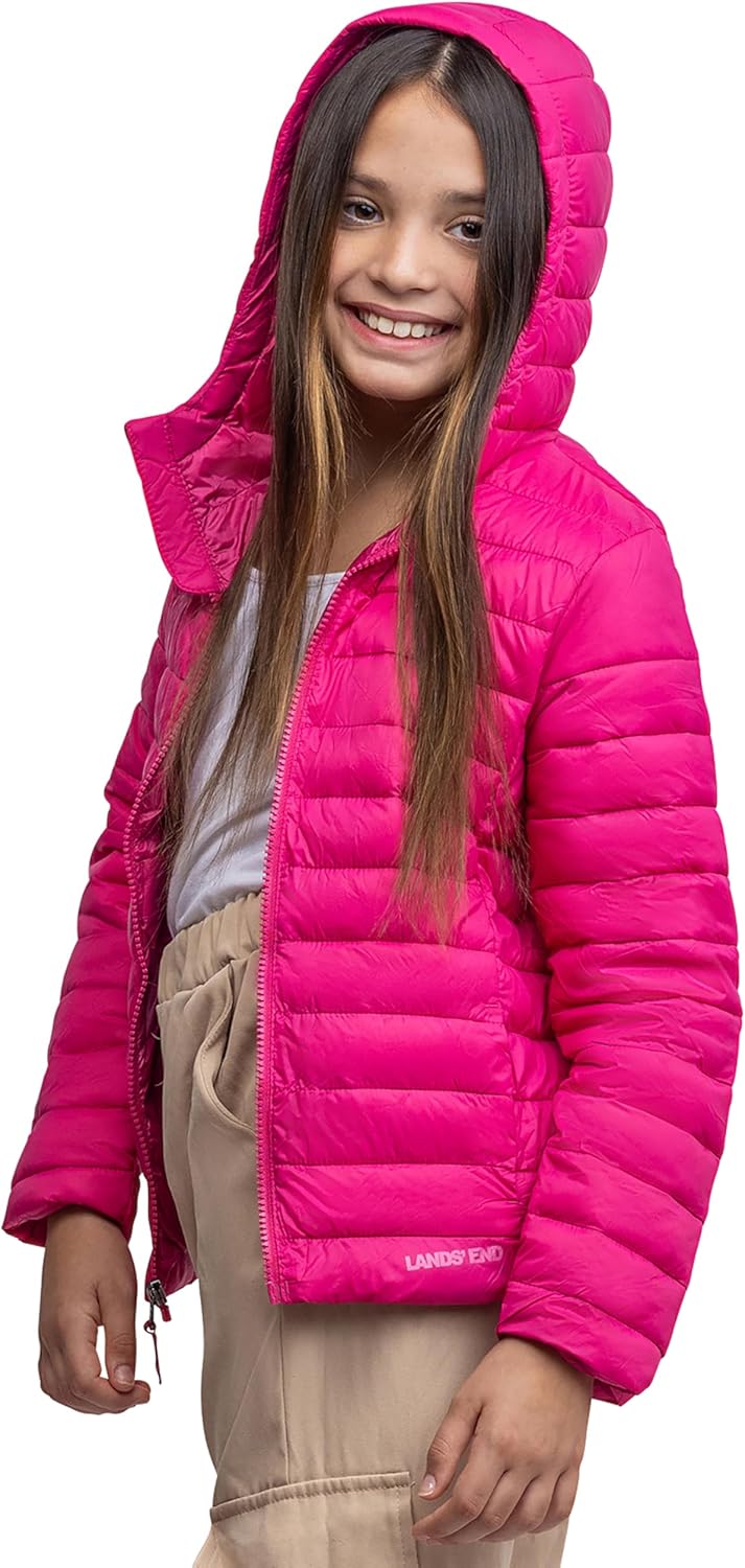 Jaket Anak-anak Lands End dengan Hooded Thermoplume Ringan dan Ritsleting Penuh (S-XL)