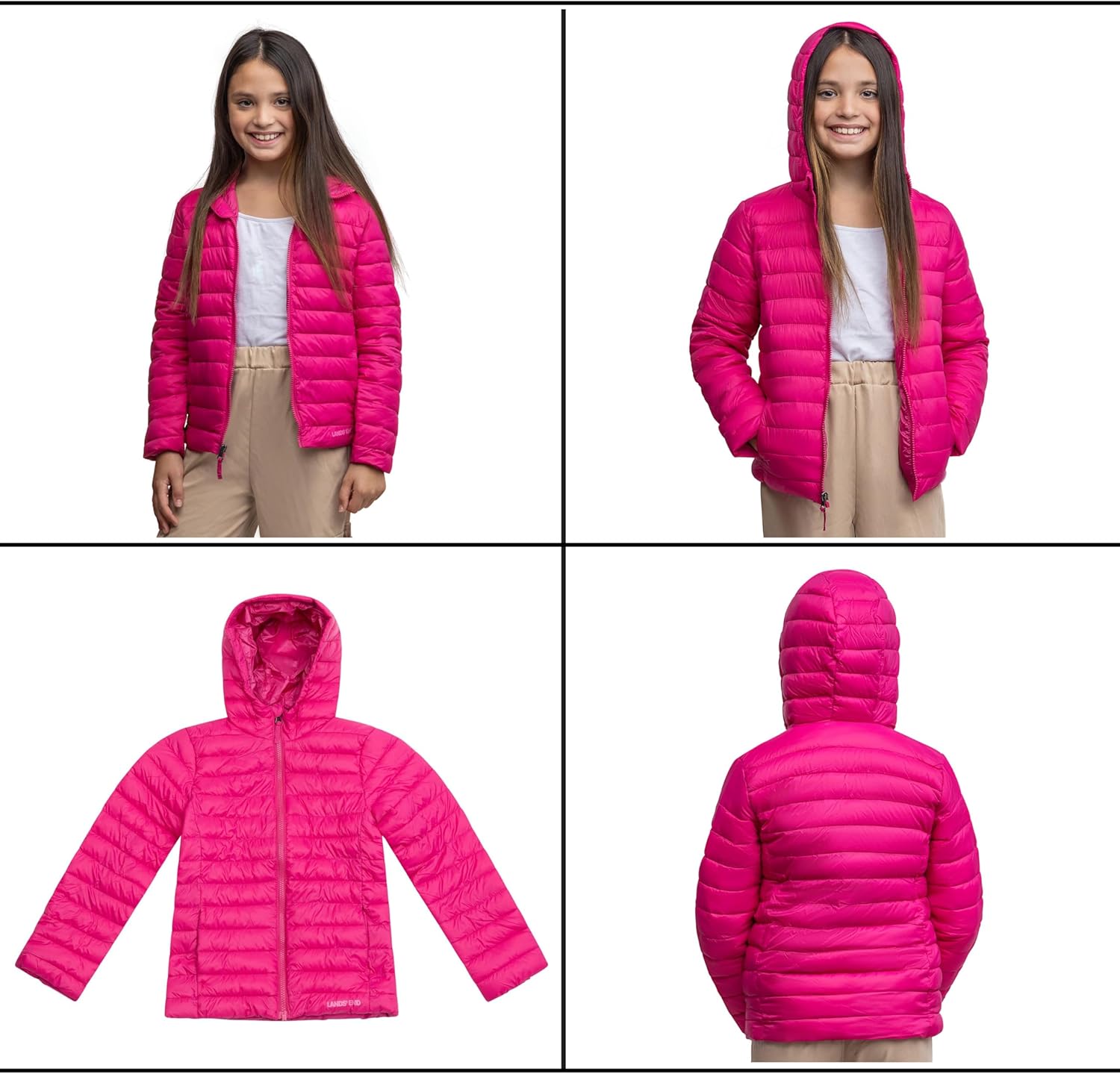 Jaket Anak-anak Lands End dengan Hooded Thermoplume Ringan dan Ritsleting Penuh (S-XL)