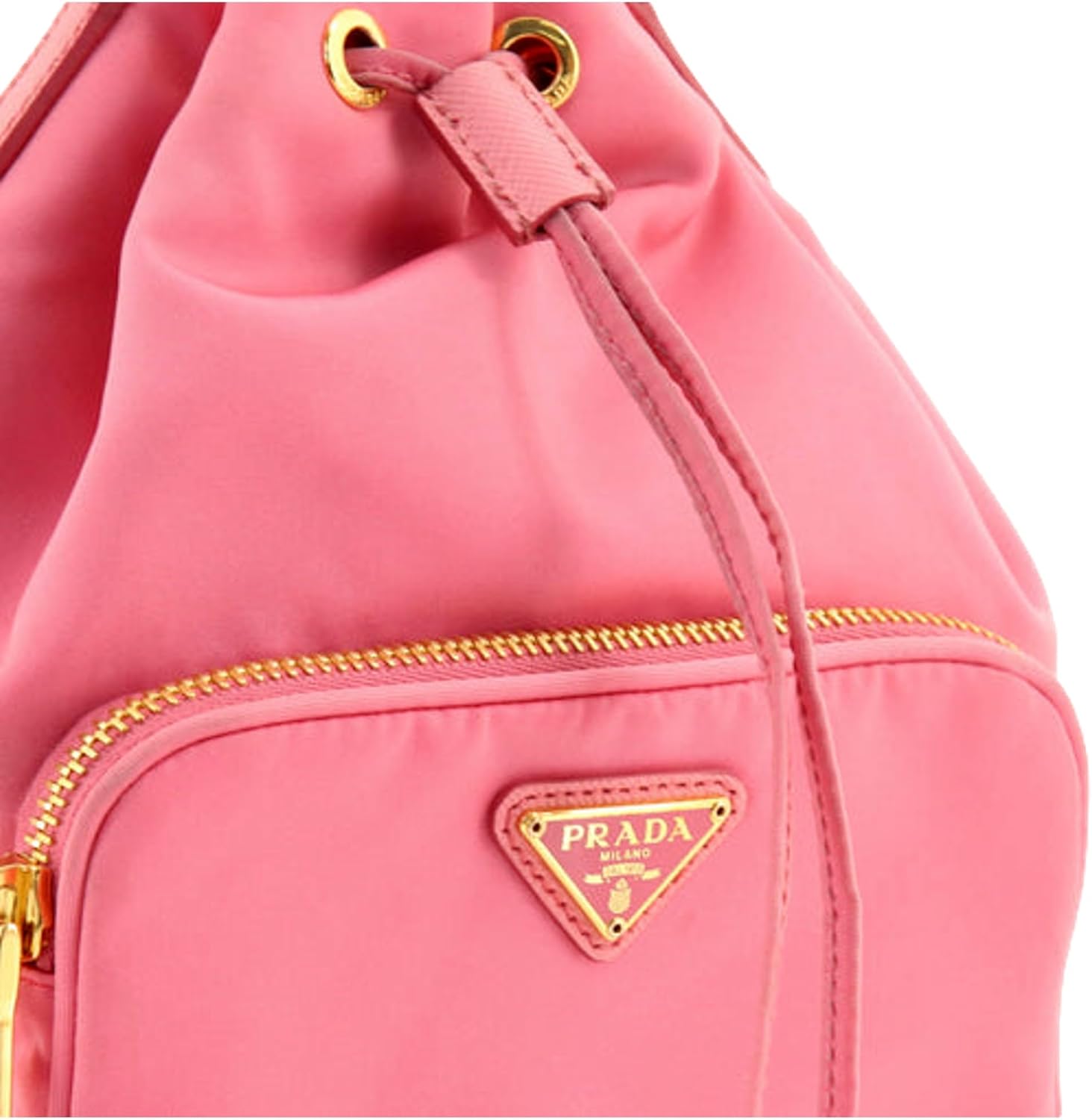 Borse da donna Prada Borsa a tracolla Saffiano Duet Bucket in re-nylon piccola rosa Begonia 1BH038 Borse da donna