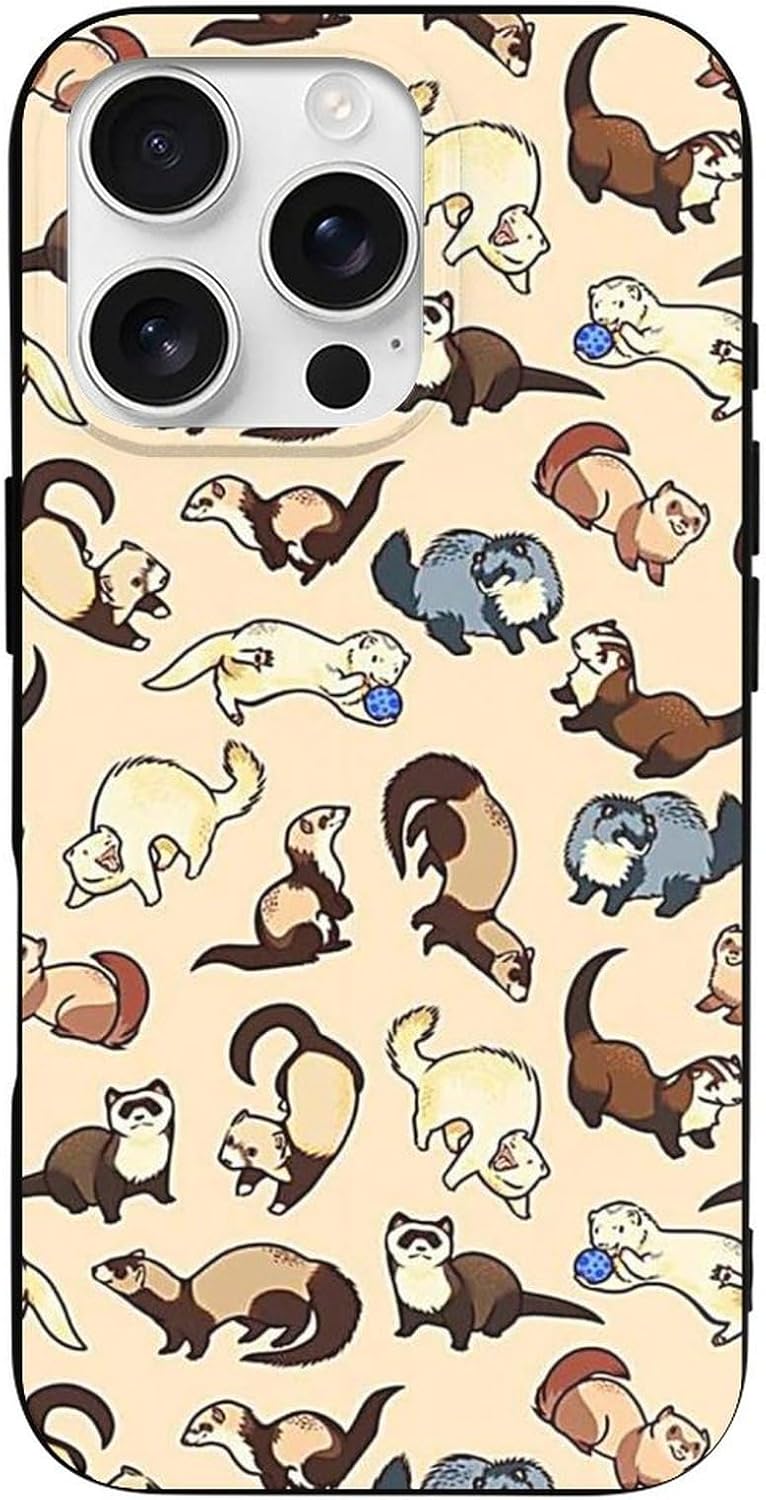 Custodia sottile Ferrets Cat Snake compatibile con iPhone 16 Pro Custodia protettiva antiurto in TPU