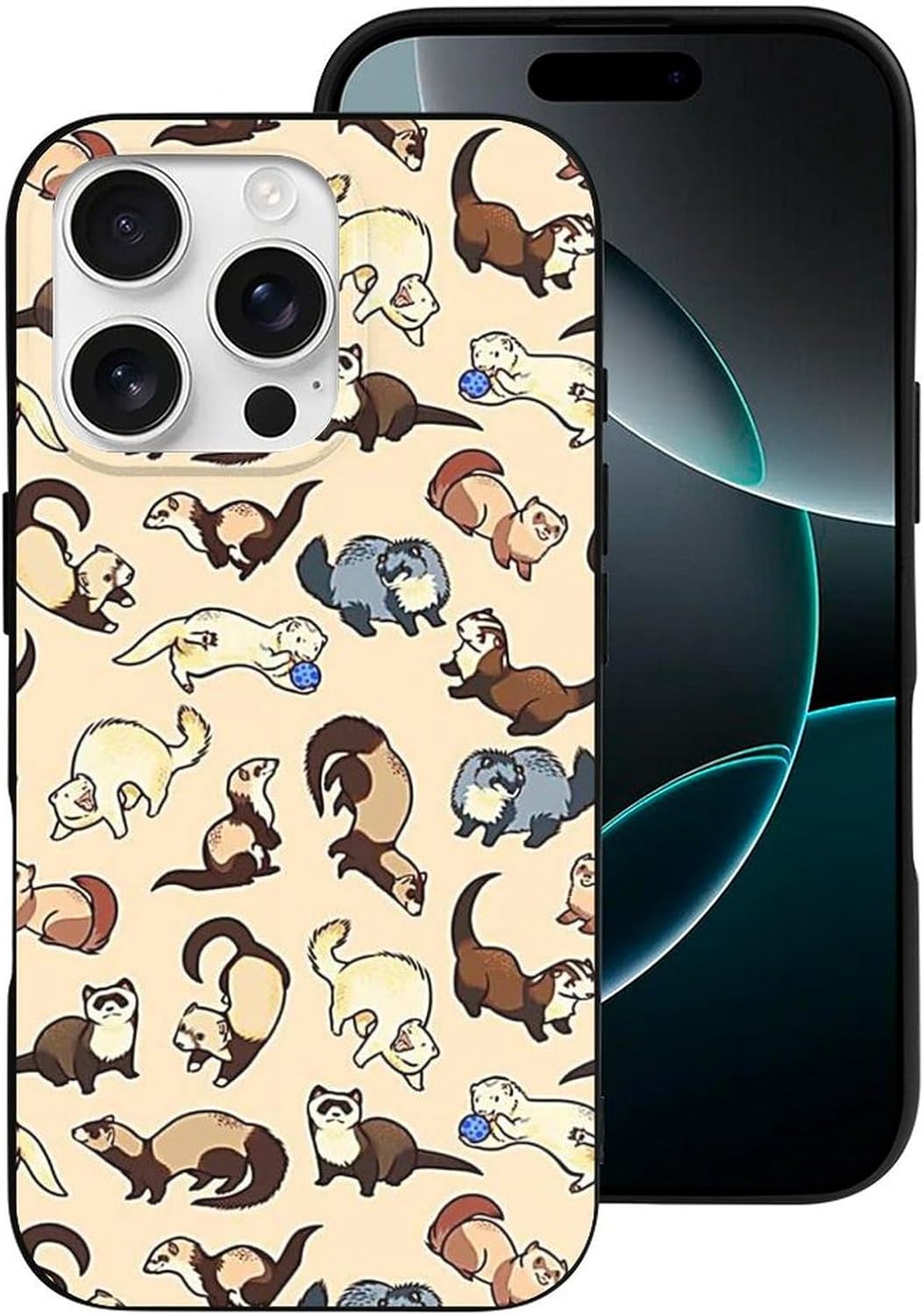 Ferrets Cat Snake Slim Case Compatible with iPhone 16 Pro Shockproof Protective Cover TPU Shell