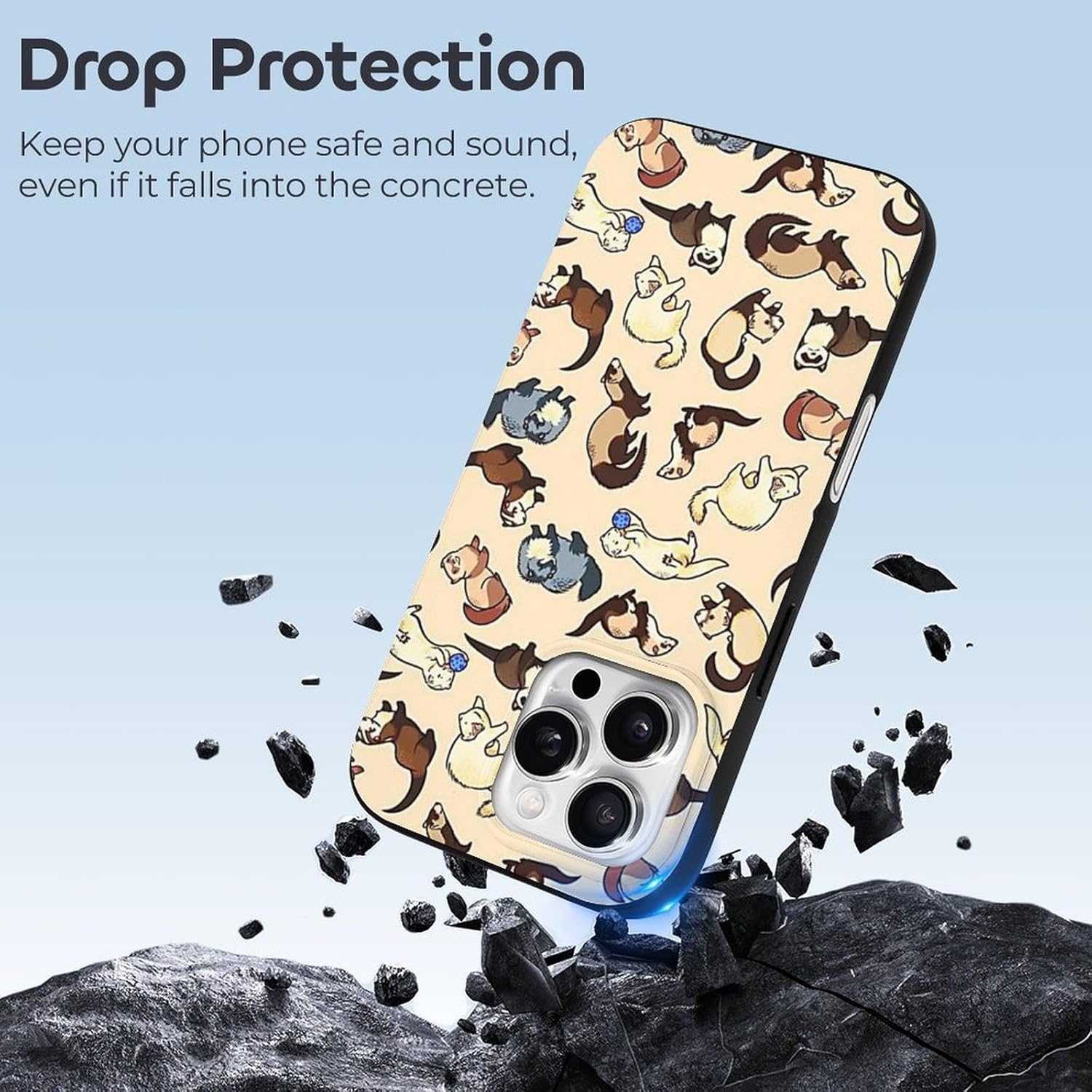 Ferrets Cat Snake Slim Case Compatible with iPhone 16 Pro Shockproof Protective Cover TPU Shell