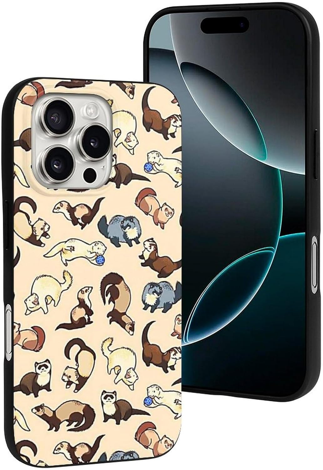 Ferrets Cat Snake Slim Case Compatible with iPhone 16 Pro Shockproof Protective Cover TPU Shell