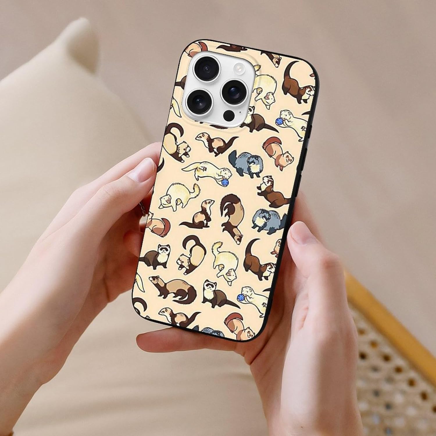 Ferrets Cat Snake Slim Case Compatible with iPhone 16 Pro Shockproof Protective Cover TPU Shell