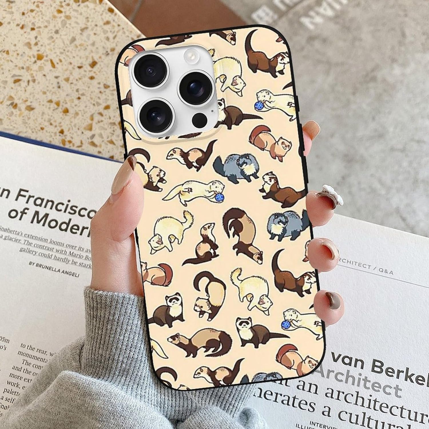 Ferrets Cat Snake Slim Case Compatible with iPhone 16 Pro Shockproof Protective Cover TPU Shell
