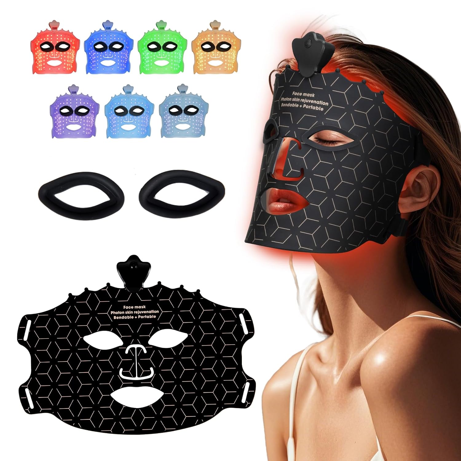 Red Light Mask for Face - 7 Colors Red Light Face Mask, Face Mask Skincare at Home, Wireless Device, Skin Treatment Mask Suitable for Women