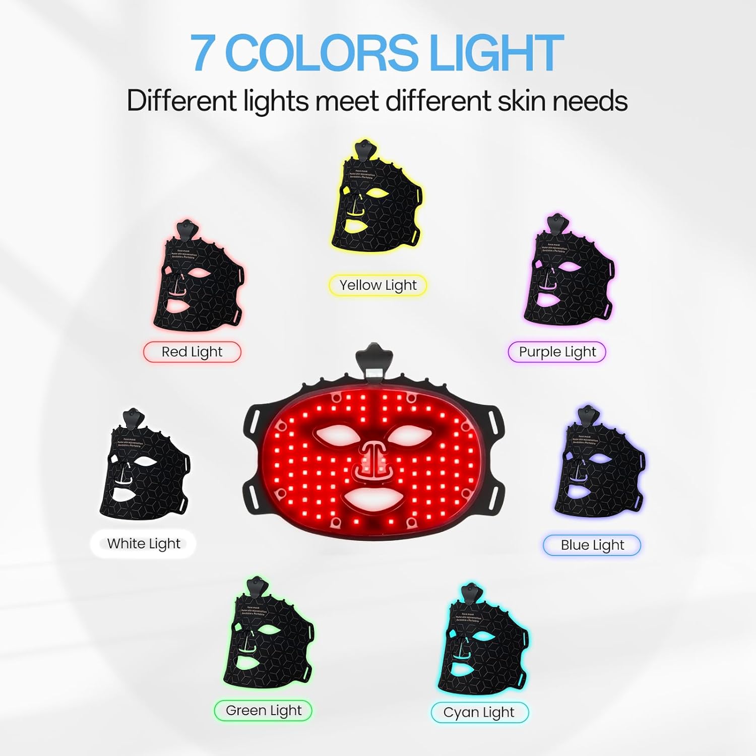 Red Light Mask for Face - 7 Colors Red Light Face Mask, Face Mask Skincare at Home, Wireless Device, Skin Treatment Mask Suitable for Women · v6