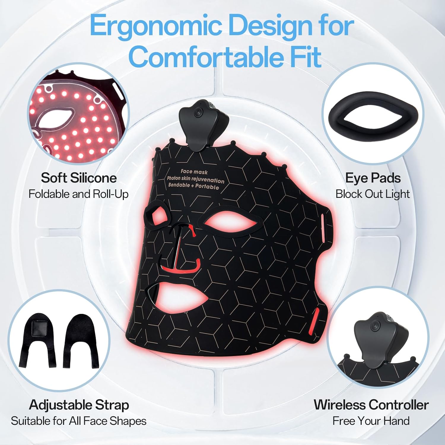 Red Light Mask for Face - 7 Colors Red Light Face Mask, Face Mask Skincare at Home, Wireless Device, Skin Treatment Mask Suitable for Women · v6