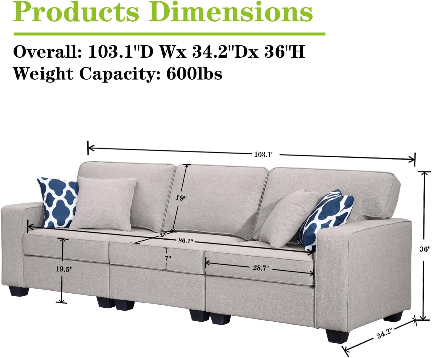 Legend Vansen Modular Sectional Sofa,Comfy Couches for Living Room,3-Seater High-Density Plush Foam Cushioning Couchs,Sectional Couch for Bedrooms,Apartment. · v3