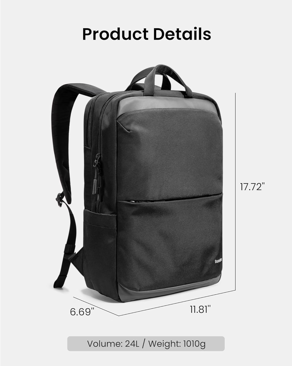 Tomtoc Laptop-Rucksack, 15,6-16-Zoll-Laptoptasche für Herren und Damen, 24-Liter-Computerrucksack für den täglichen Gebrauch für das 16-Zoll-MacBook Pro M4, Tagesrucksack für Arbeit, Pendeln, Business, College, Wochenendtrip