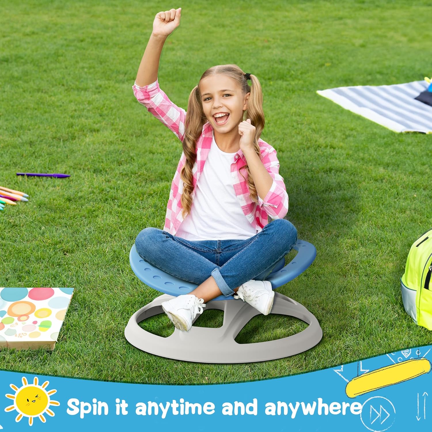 Brelley Sensory Spinning Chair for Kids, Autistic Kids Swivel Chair, Sensory Activity Toy for Toddlers, Physical Coordination Training Indoor  Outdoor Autism Sensory Products · v4