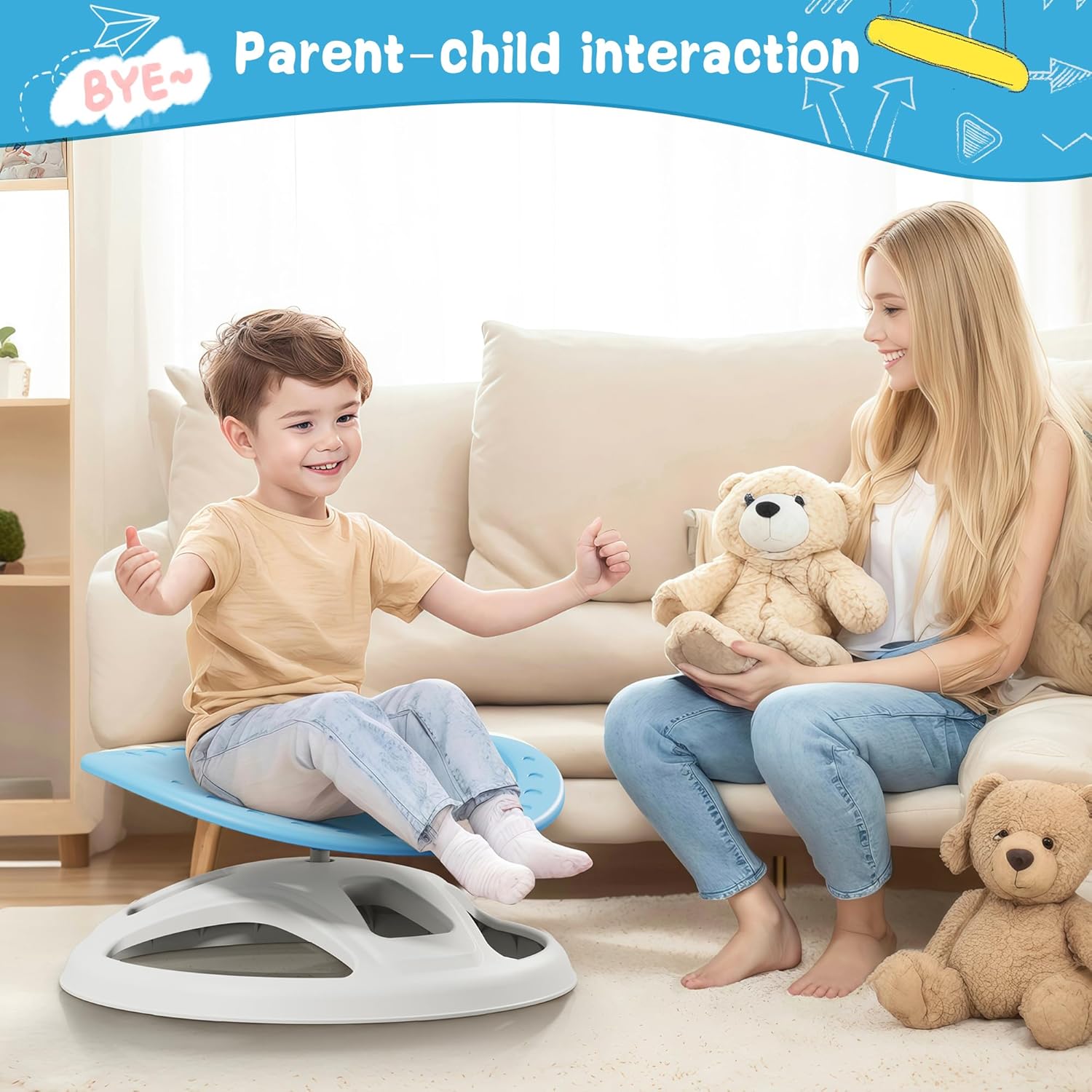 Brelley Sensory Spinning Chair for Kids, Autistic Kids Swivel Chair, Sensory Activity Toy for Toddlers, Physical Coordination Training Indoor  Outdoor Autism Sensory Products · v4