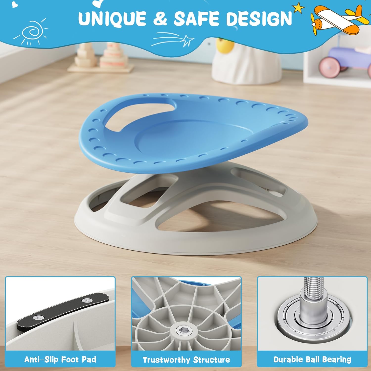 Brelley Sensory Spinning Chair for Kids, Autistic Kids Swivel Chair, Sensory Activity Toy for Toddlers, Physical Coordination Training Indoor  Outdoor Autism Sensory Products · v4