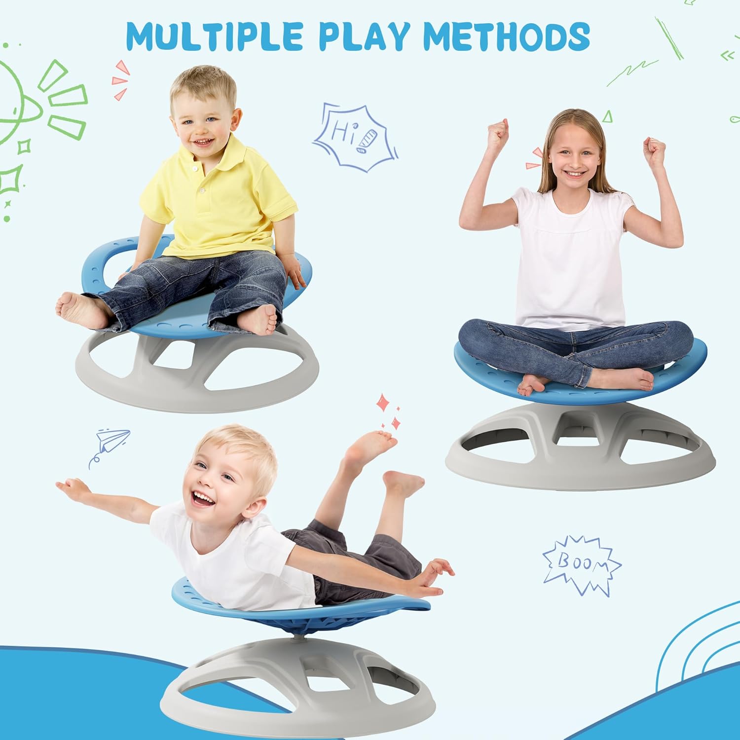 Brelley Sensory Spinning Chair for Kids, Autistic Kids Swivel Chair, Sensory Activity Toy for Toddlers, Physical Coordination Training Indoor  Outdoor Autism Sensory Products · v4