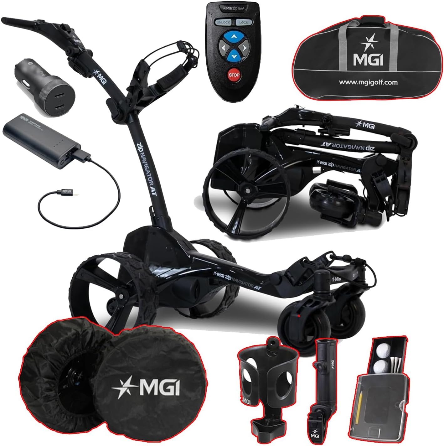 MGI Zip Navigator at All-Terrain Remote Golf Cart with Accessories | Power Bundle | 3-Year Warranty | 36 Holes Extended Battery (Power  Travel) · v4