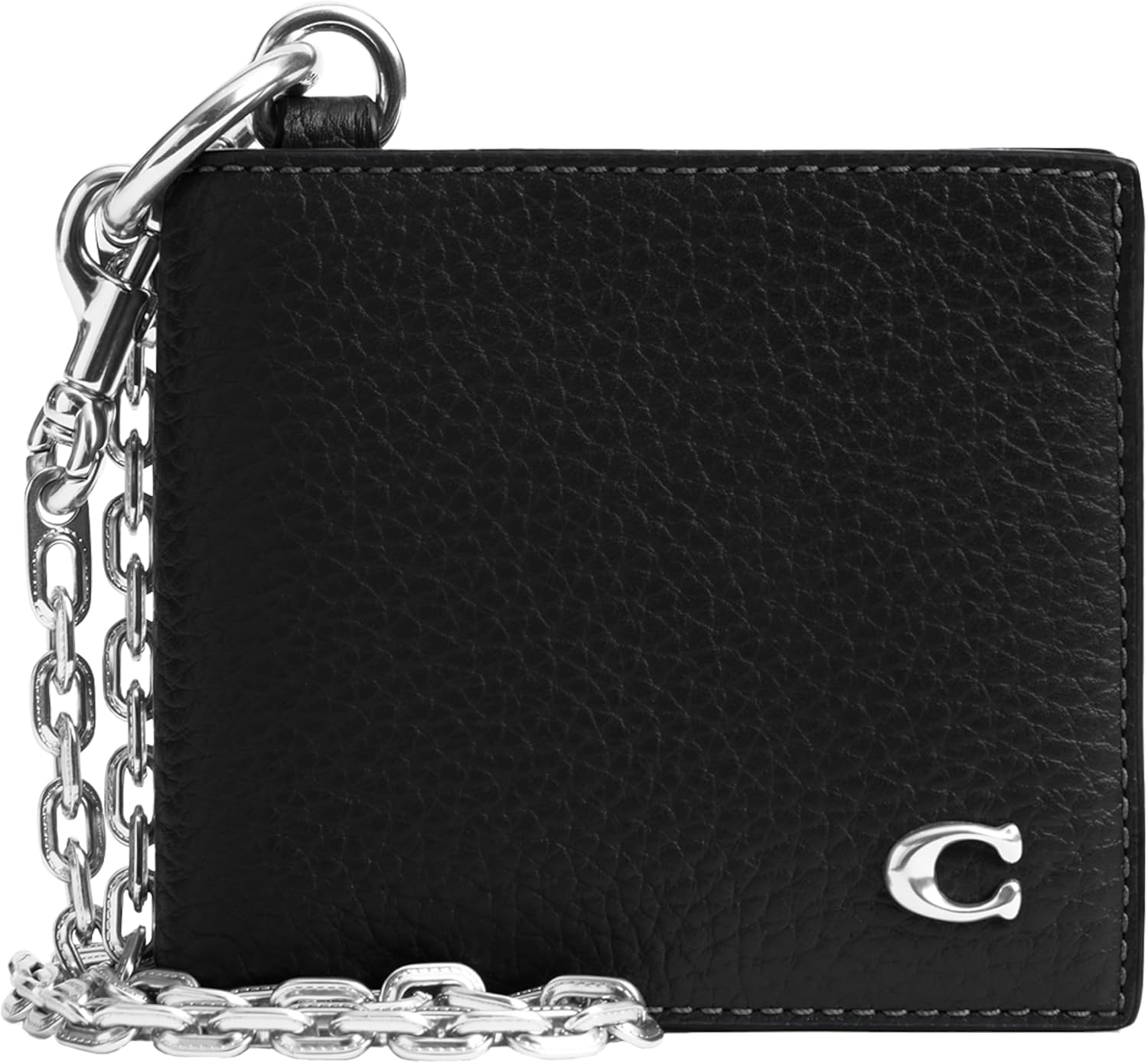 COACH Mens Billfold Wallet with Chain, Black, One Size