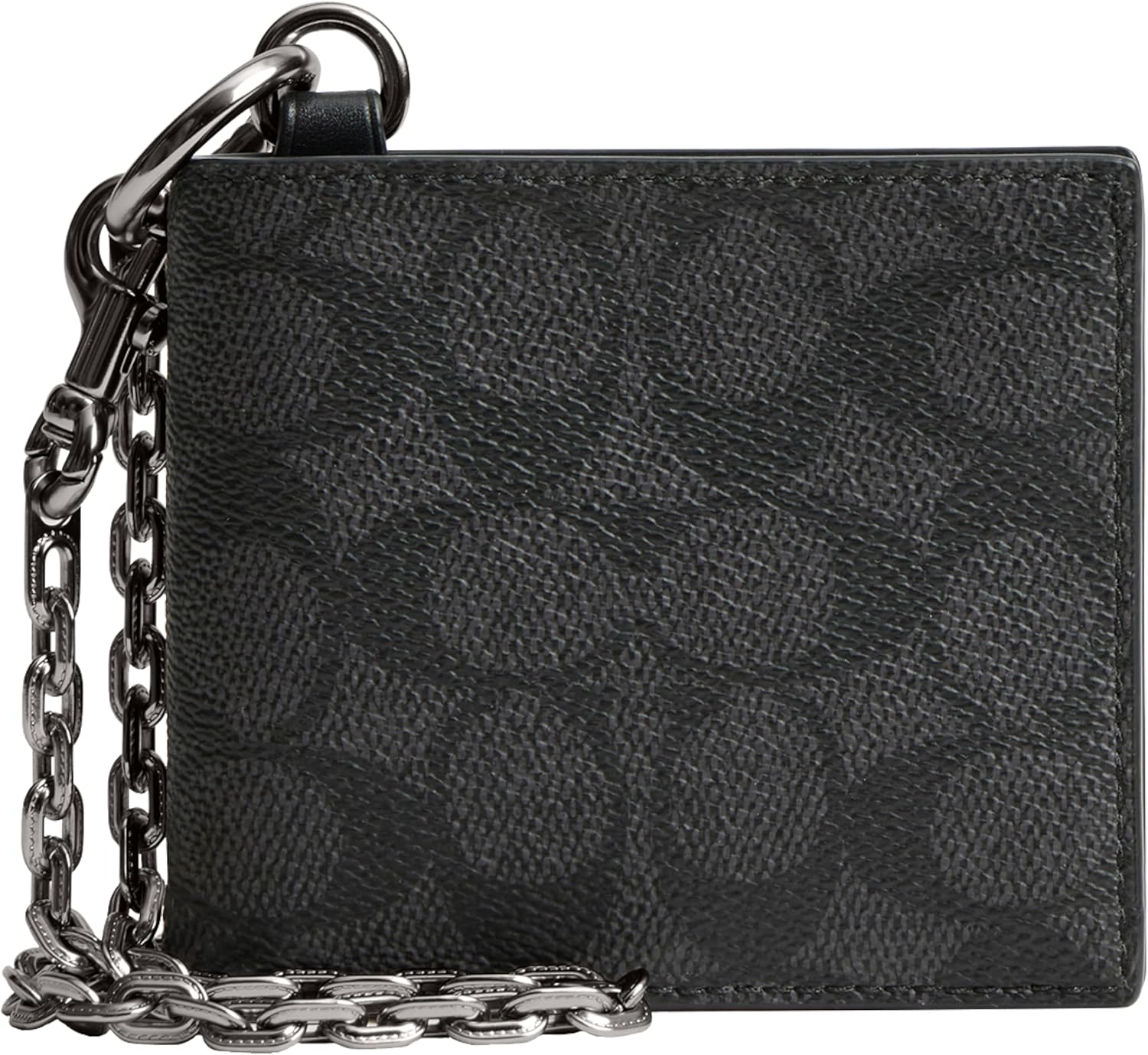 COACH Mens Billfold Wallet with Chain Canvas, Charcoal Signature, One Size
