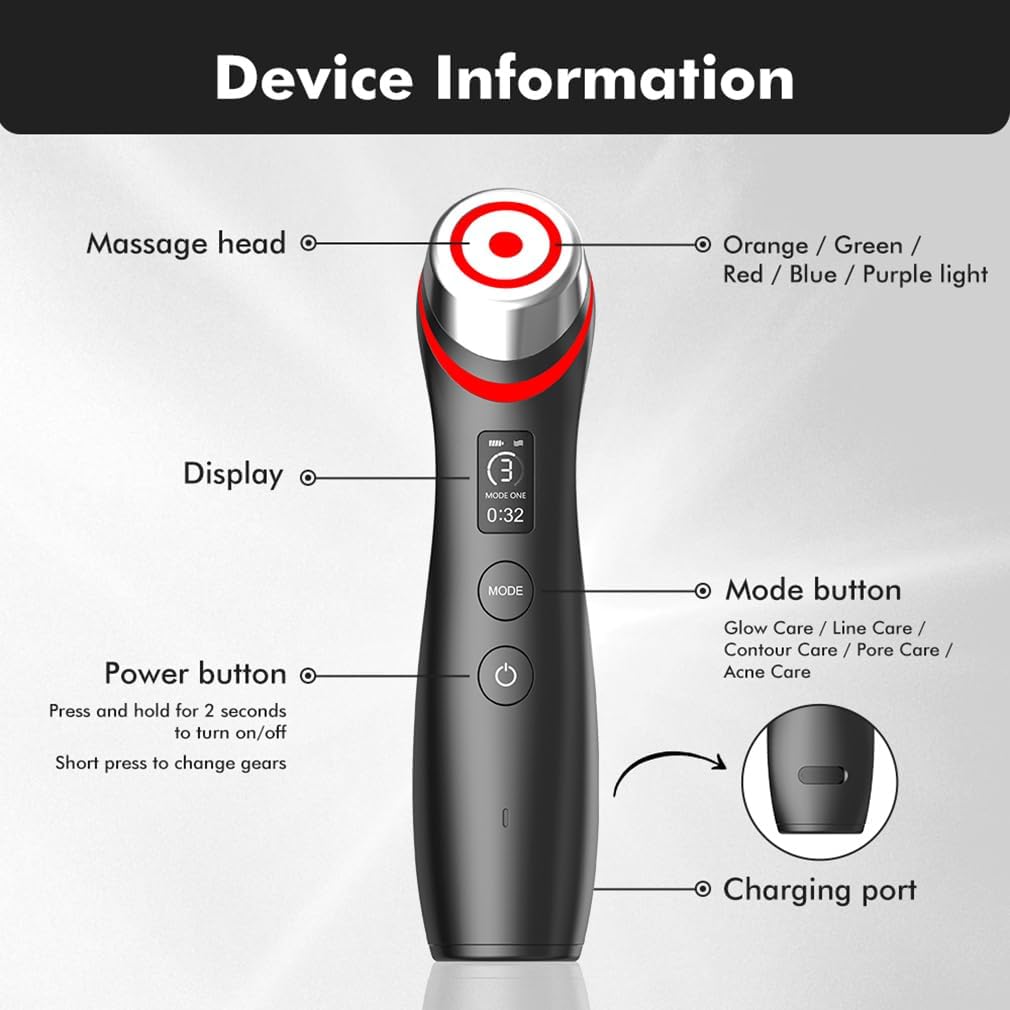 Upgraded Version | 6-in-1 Real Glass Glow Device | Looking Glass Skin with Enhanced Absorption, Radiance, Elasticity, Pore Care | LED Anti-Wrinkle Device | Skin Care Firming, Toning · v6