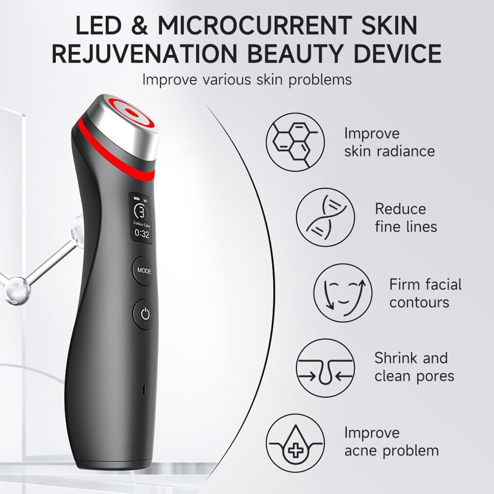 Upgraded Version | 6-in-1 Real Glass Glow Device | Looking Glass Skin with Enhanced Absorption, Radiance, Elasticity, Pore Care | LED Anti-Wrinkle Device | Skin Care Firming, Toning · v6