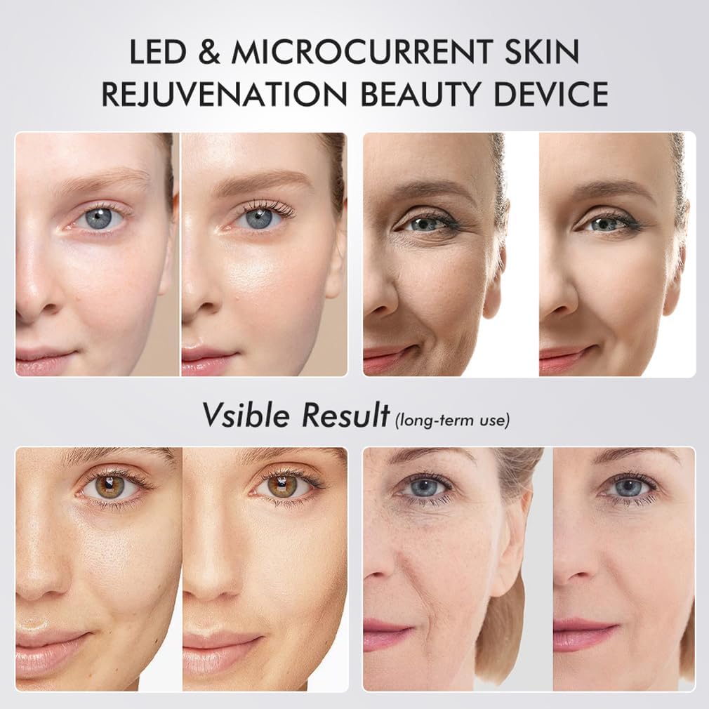 Upgraded Version | 6-in-1 Real Glass Glow Device | Looking Glass Skin with Enhanced Absorption, Radiance, Elasticity, Pore Care | LED Anti-Wrinkle Device | Skin Care Firming, Toning · v6