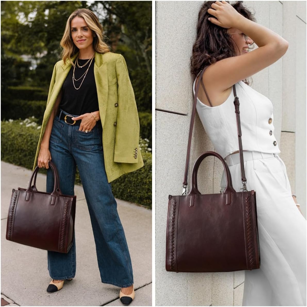 Genuine Leather Handbags Purses for Women,Leather Satchel Tote Purse Crossbody Top Handle Bag for Women Ladies · v2