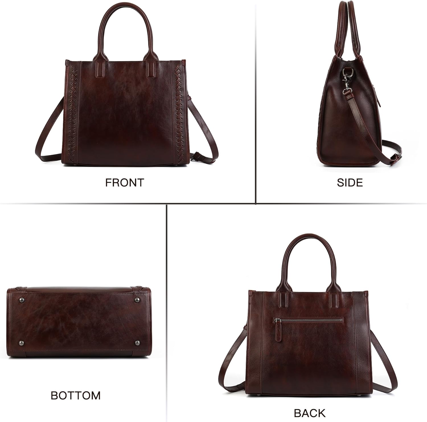 Genuine Leather Handbags Purses for Women,Leather Satchel Tote Purse Crossbody Top Handle Bag for Women Ladies · v2