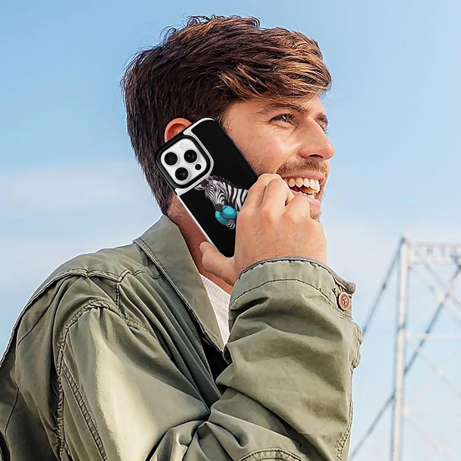 Custodia a portafoglio Boxing Zebra Porta carte per cellulare Portafoglio per telefono con aletta compatibile con iPhone 16 Pro