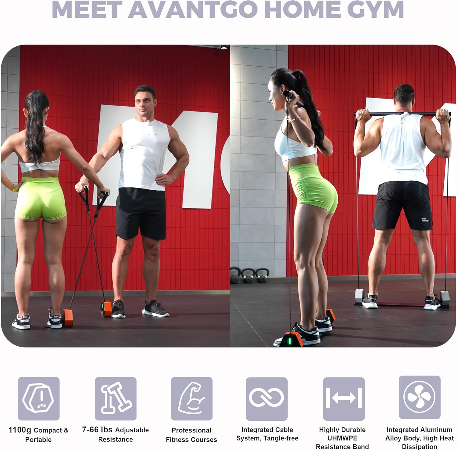 Portable Home Gym, Multifunctional Cable Fitness Machine, 7-66/7-132 lbs Resistance Adjustable Functional Trainer, App  Bluetooth Connection, Full Body Workouts, Fitness Anywhere, Gray · v4