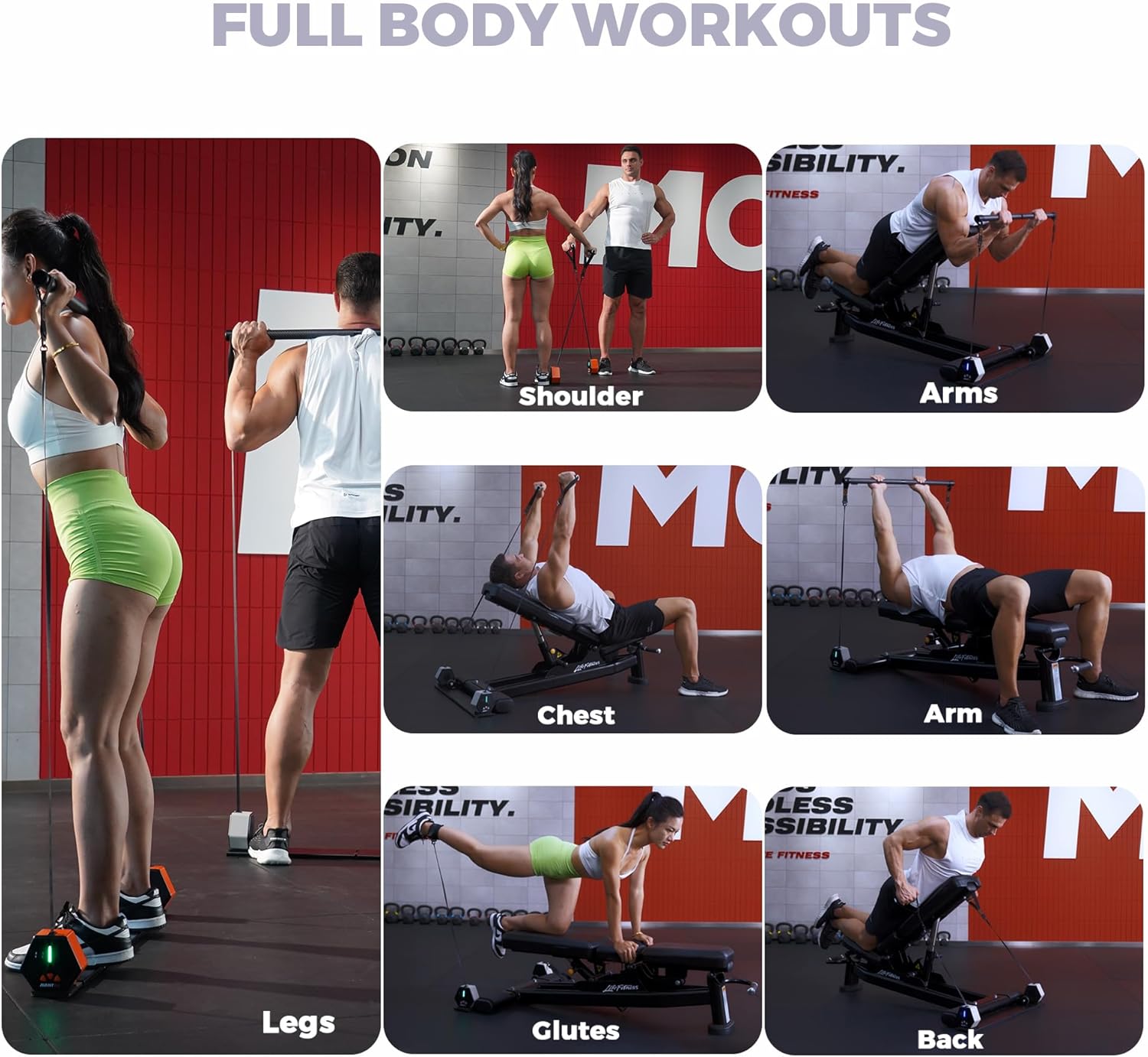 Portable Home Gym, Multifunctional Cable Fitness Machine, 7-66/7-132 lbs Resistance Adjustable Functional Trainer, App  Bluetooth Connection, Full Body Workouts, Fitness Anywhere, Gray · v4