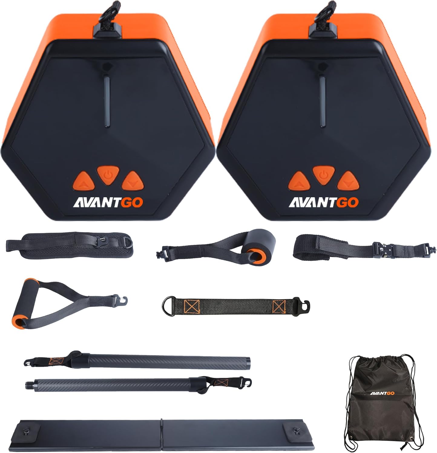Portable Home Gym, Multifunctional Cable Fitness Machine, 7-66/7-132 lbs Resistance Adjustable Functional Trainer, App  Bluetooth Connection, Full Body Workouts, Fitness Anywhere, Orange