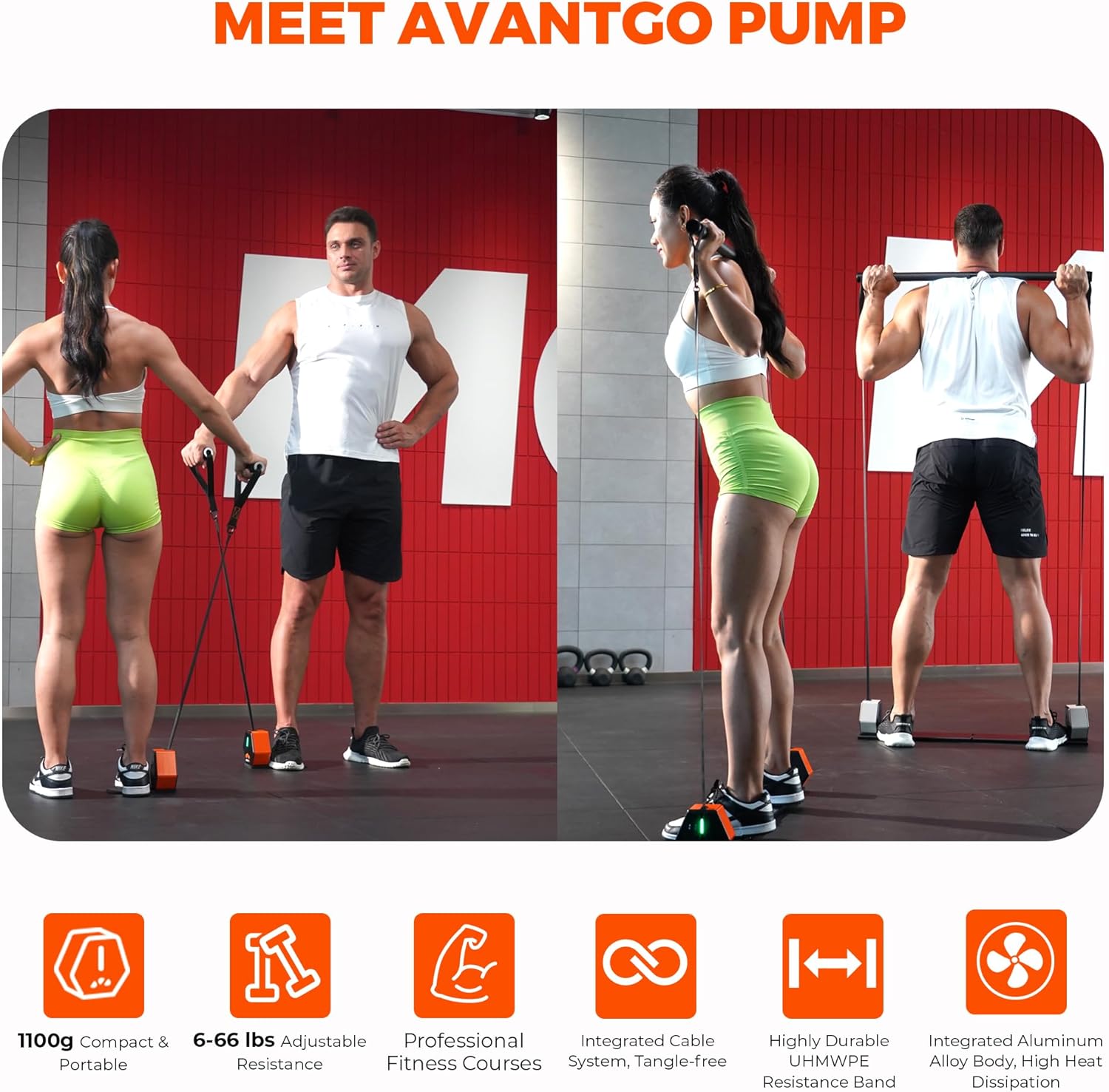 Portable Home Gym, Multifunctional Cable Fitness Machine, 7-66/7-132 lbs Resistance Adjustable Functional Trainer, App Bluetooth Connection, Full Body Workouts, Fitness Anywhere, Orange · v9