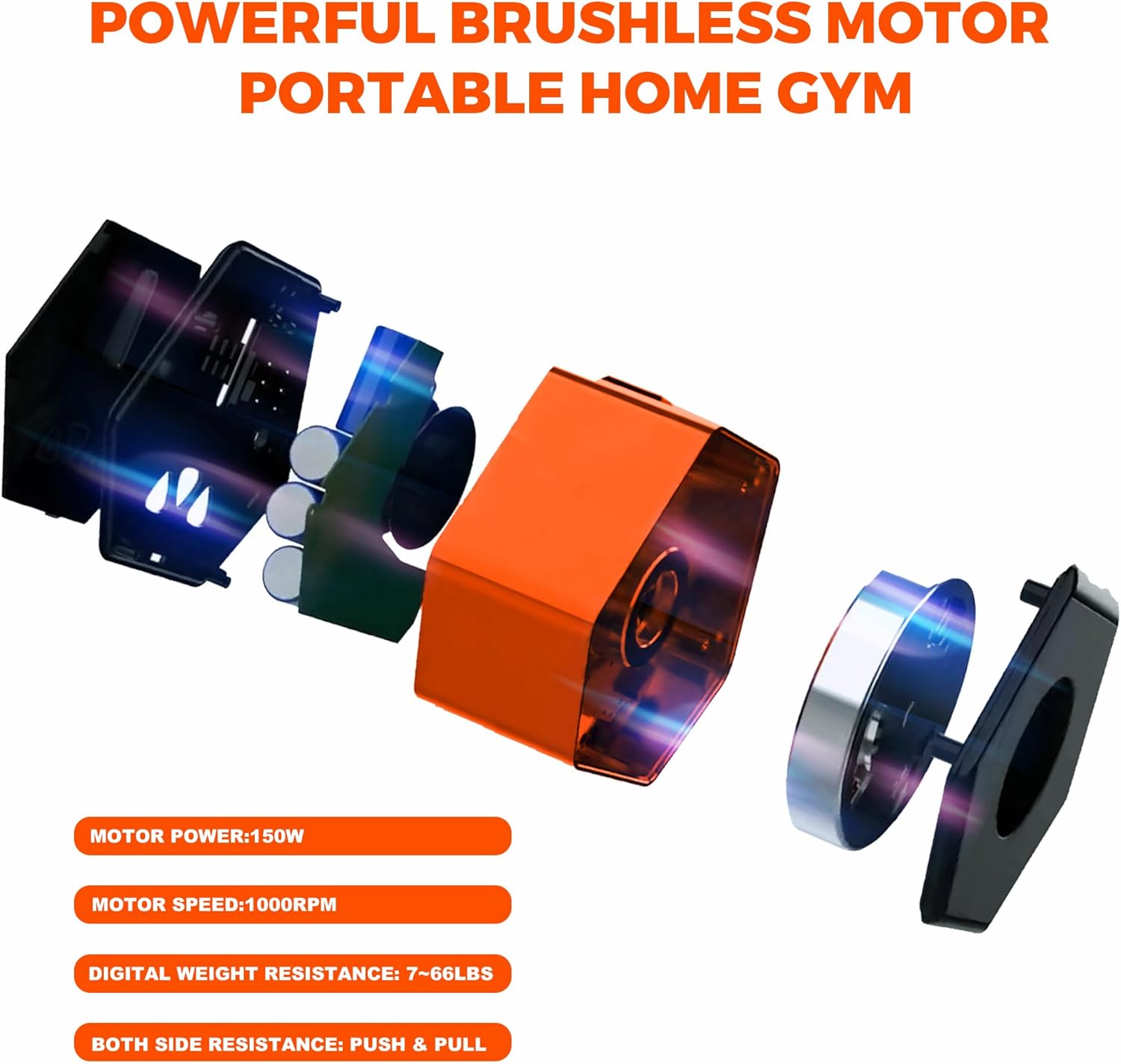Portable Home Gym, Multifunctional Cable Fitness Machine, 7-66/7-132 lbs Resistance Adjustable Functional Trainer, App Bluetooth Connection, Full Body Workouts, Fitness Anywhere, Orange · v9