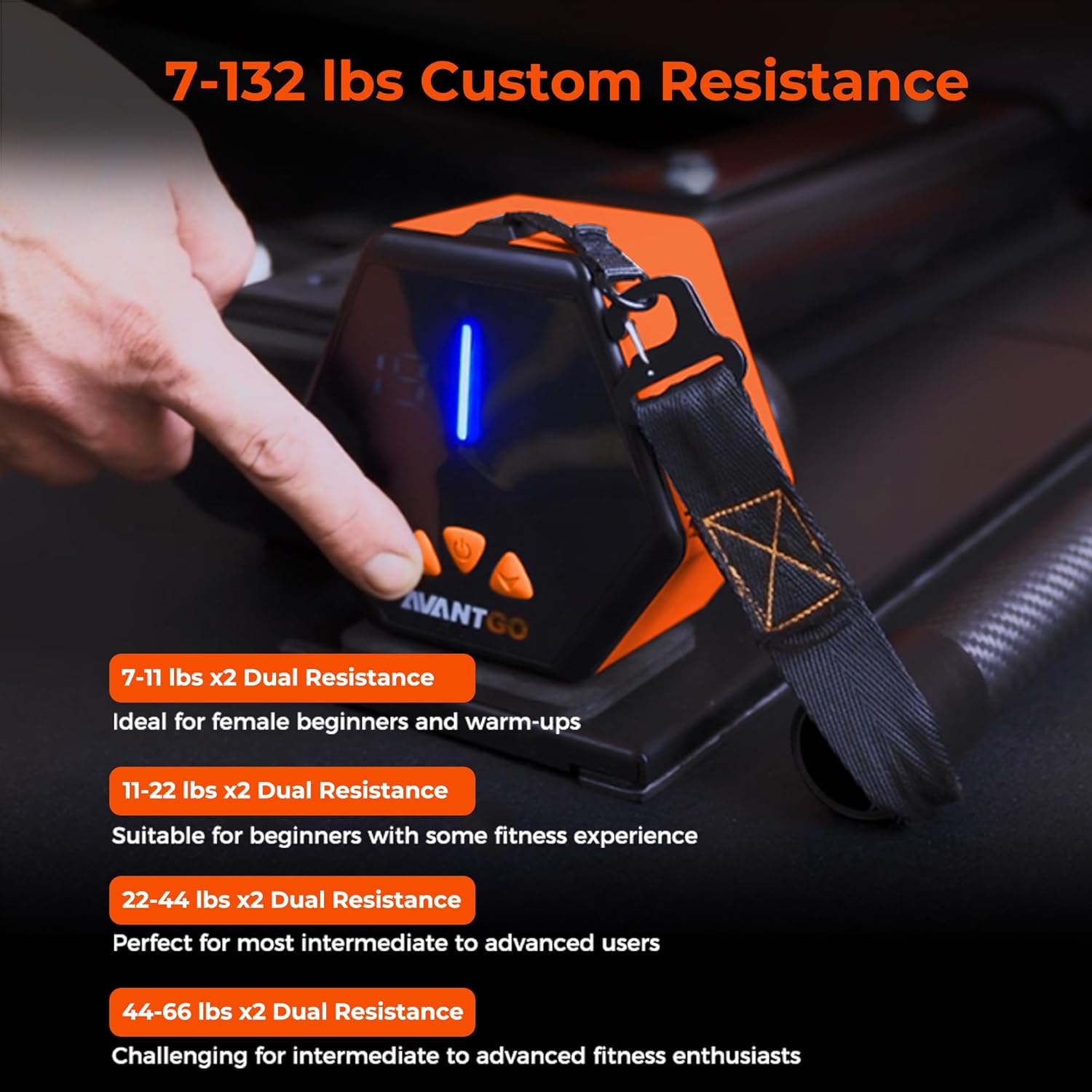 Portable Home Gym, Multifunctional Cable Fitness Machine, 7-66/7-132 lbs Resistance Adjustable Functional Trainer, App Bluetooth Connection, Full Body Workouts, Fitness Anywhere, Orange · v9