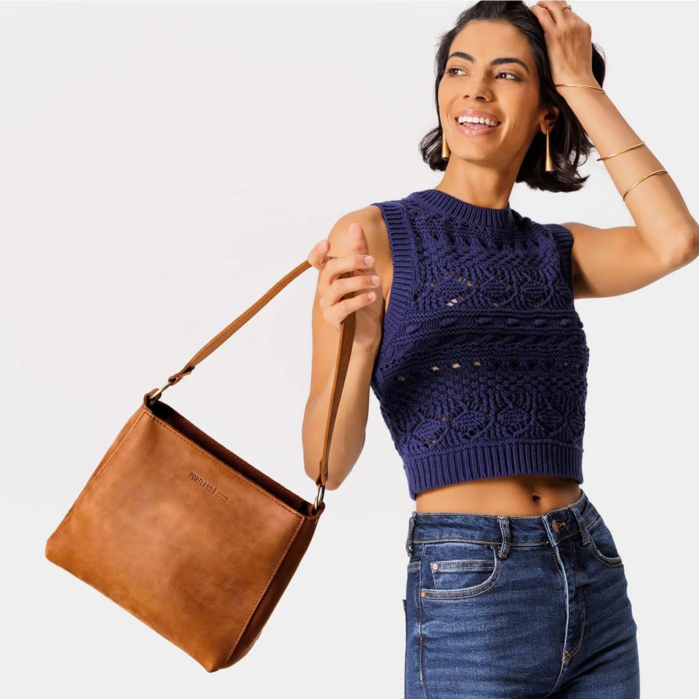 Portland Leather Goods Triangle Shoulder Bag for Women – Handmade from the Finest Full-Grain Hides · v2