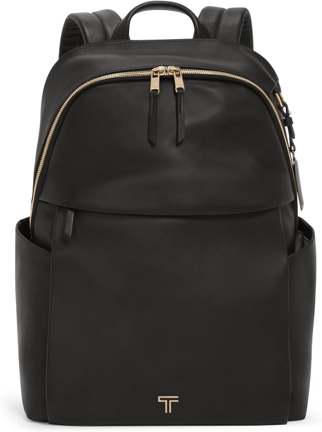 TUMI - Voyageur Raina Backpack - Premium Leather Backpack for Women  Men - Everyday Bag with Phone Pocket amp; Laptop Compartment - Black, Light Gold Hardware