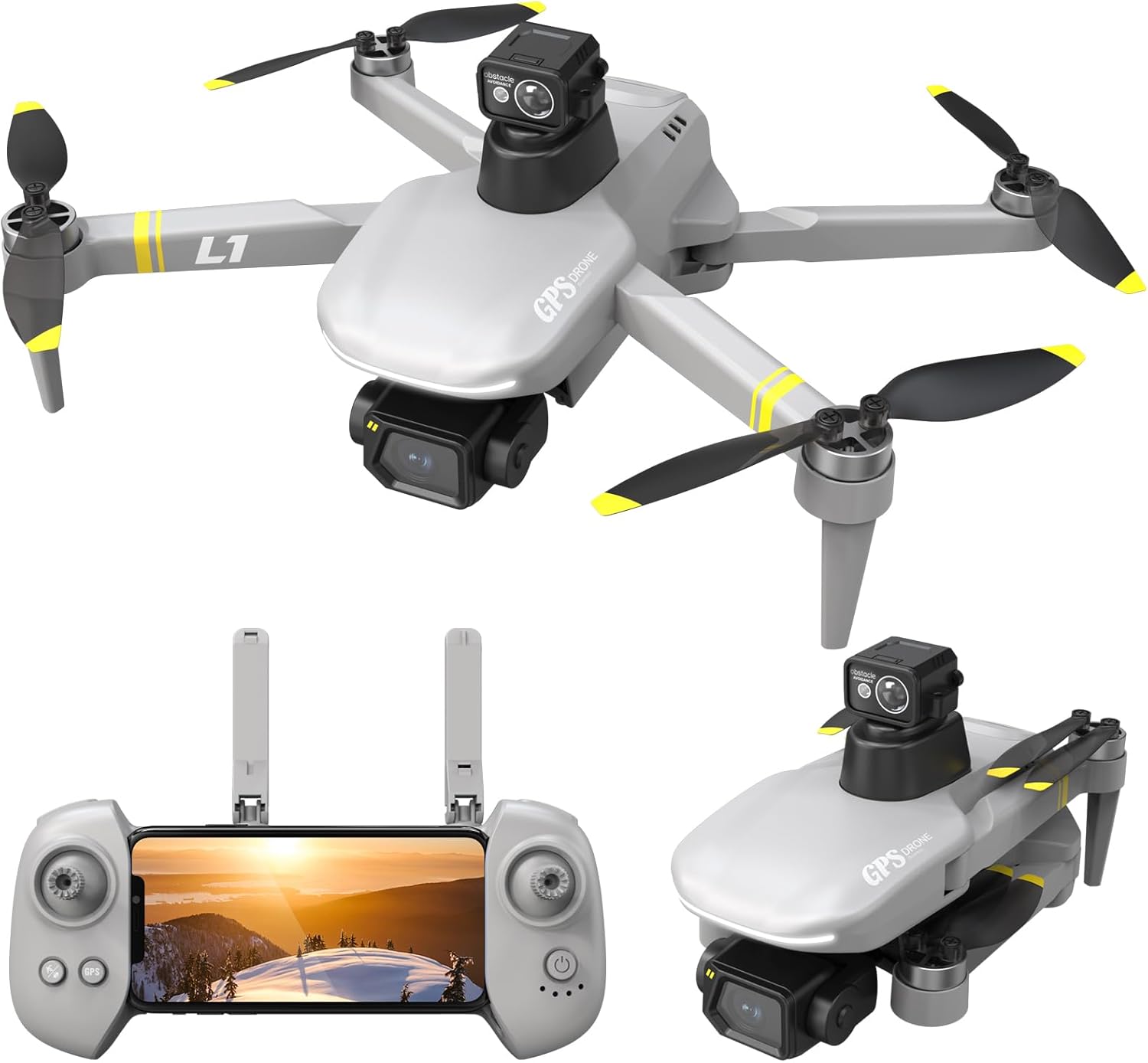 Droni con fotocamera per adulti 4K con versione notturna, gimbal antishake a 3 assi, riprese professionali, trasmissione digitale, 2,4 miglia di distanza, 56 minuti, ritorno automatico GPS, Follow Me/Car, in confezione regalo