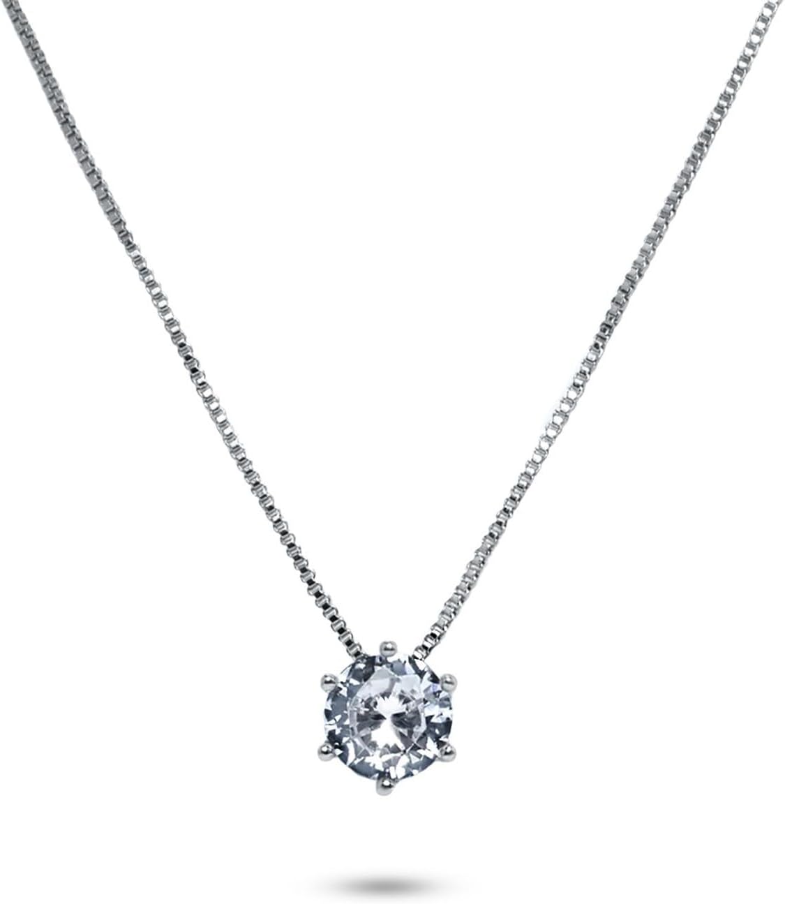 Solitaire Necklace Pendant for Women Sterling Silver S925 and Dainty Cubic Zirconia Crystal Choker minimalistic Necklace Wedding Gifts · v2