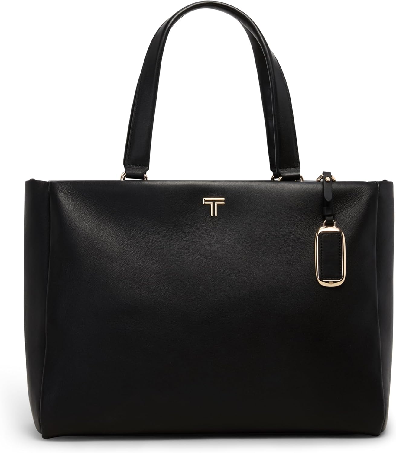 TUMI - Voyageur Vail Large Tote - Luksusowa Czarna Torba - Pasek na ramię, smycz na klucze, schowek na laptopa - codzienna skórzana torba - czarny, jasnozłoty sprzęt - średni
