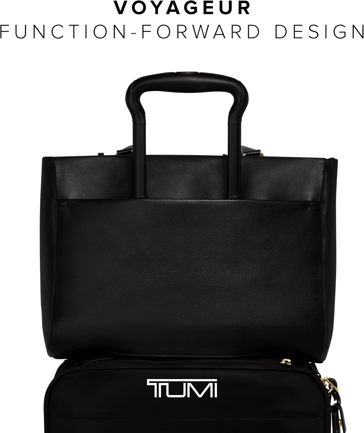 TUMI - Voyageur Vail grote draagtas - luxe zwarte draagtas - schouderriem, sleutelriem, opbergruimte voor laptop - leren tas voor dagelijks gebruik - zwart, lichtgouden hardware - medium