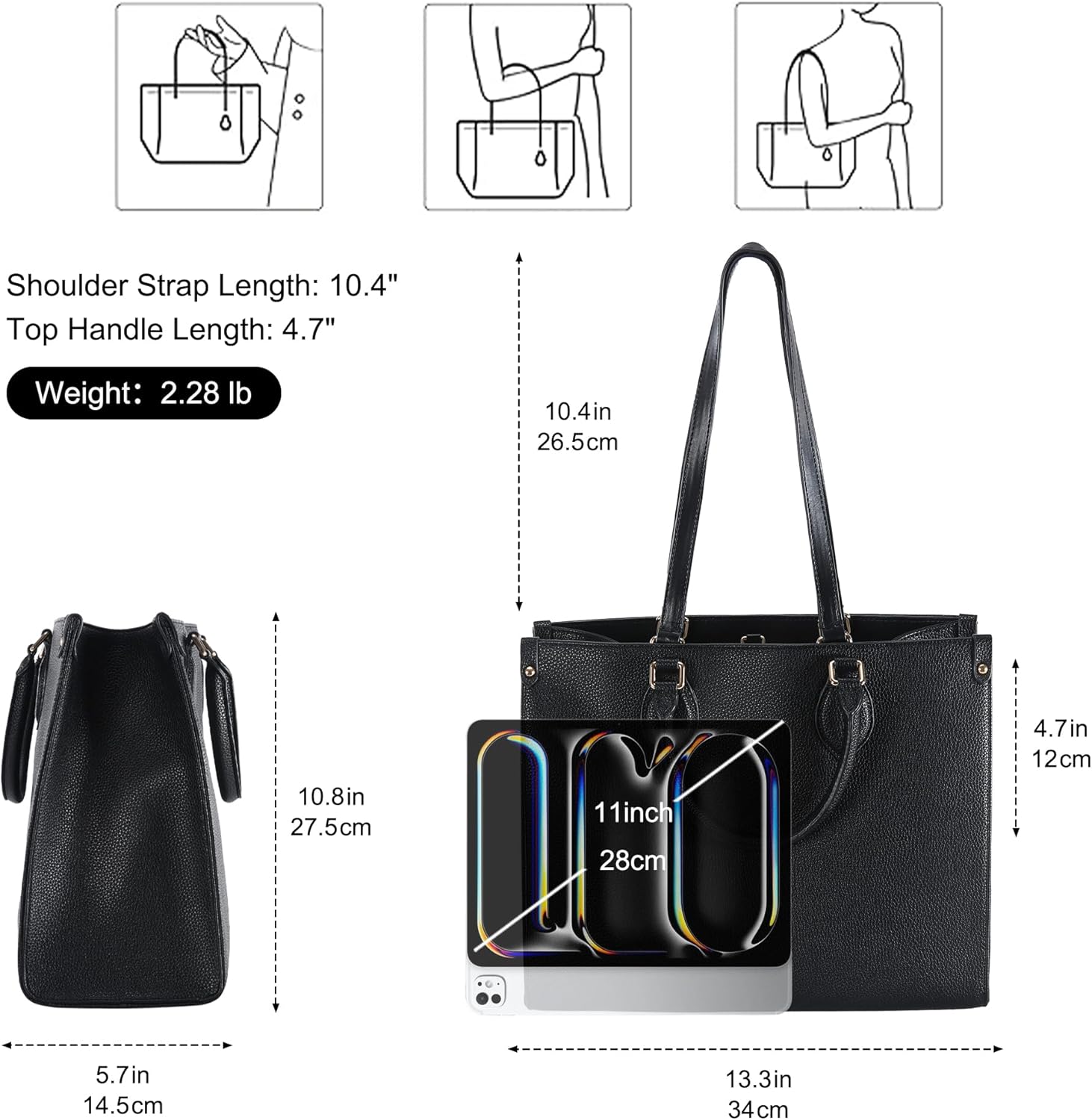 Tote Bag Medium Women Handbags for Work Laptop Business Bags DUAL HANDLES Hand Shoulder Carry Supple Womens Purse