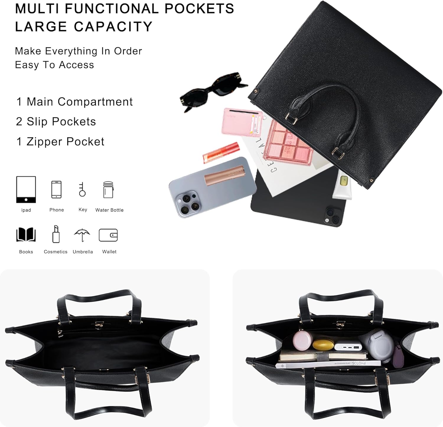 Tote Bag Medium Women Handbags for Work Laptop Business Bags DUAL HANDLES Hand Shoulder Carry Supple Womens Purse
