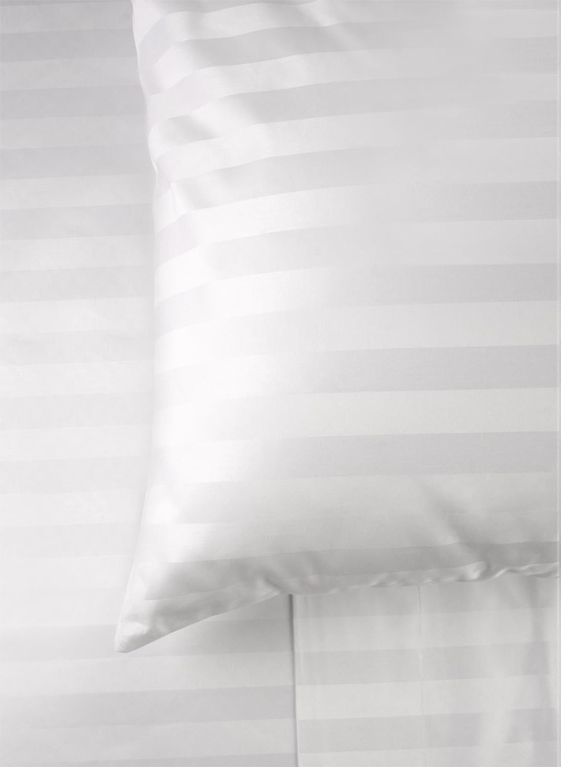 Damask Stripe Queen Size 7-Piece Duvet Cover and Bed Sheet Set 17 inch Deep Pocket - Complete Luxury Soft 1000 Thread Count 100% Egyptian Cotton Bedding Set - White · v12