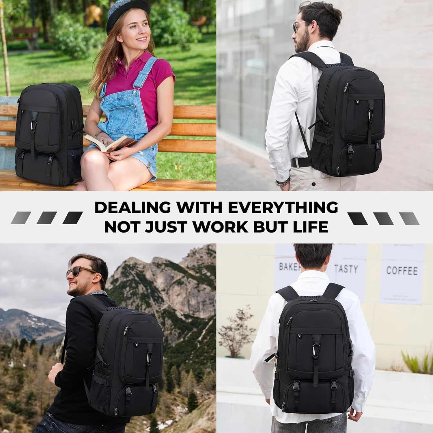 18.4 Inch Travel Backpack with shoe compartment,80L Extra Large Backpack,College Travel Daypack Anti Theft with USB Charging Port,Extra Large Backpack for Men Women to Travel Work Business · v6